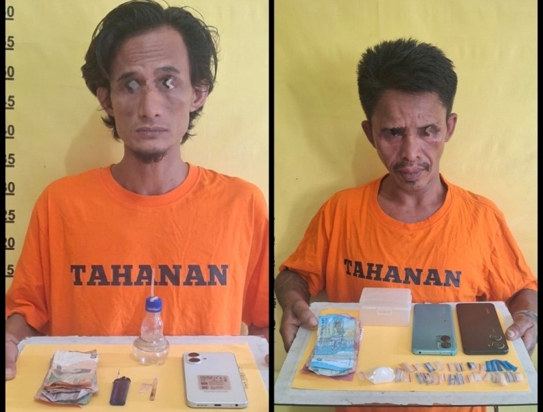Polsek Kelayang Ringkus Dua Pelaku Penyalahgunaan Narkotika, BB Belasan Gram Sabu