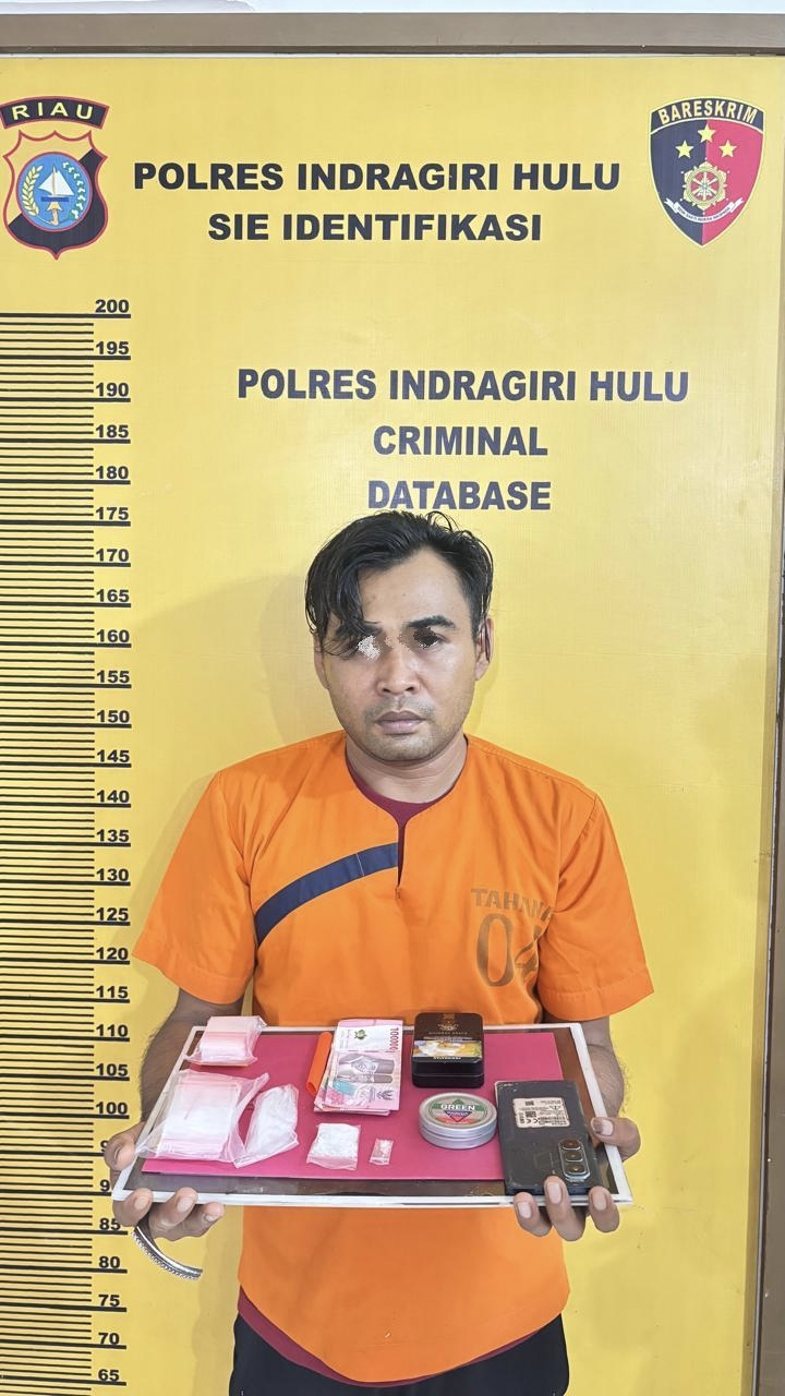 Pengedar Sabu di Kampung Besar Seberang Diciduk Satresnarkoba Polres Inhu, Sejumlah Barang Bukti Disita