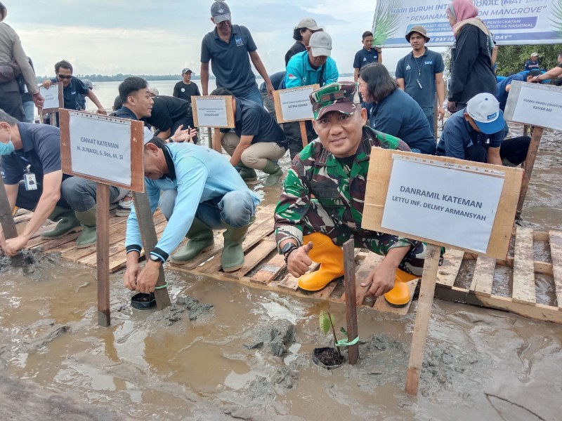 Peringati May Day, Danramil 06/Kateman dan Serikat Pekerja Tanam 1001 Bibit Mangrove