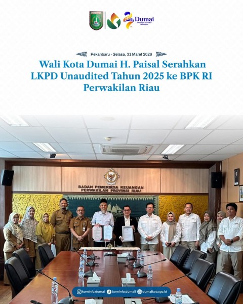 Pemko Dumai Serahkan LKPD 2025 Unaudited ke BPK Riau, Wujud Komitmen Transparansi Keuangan