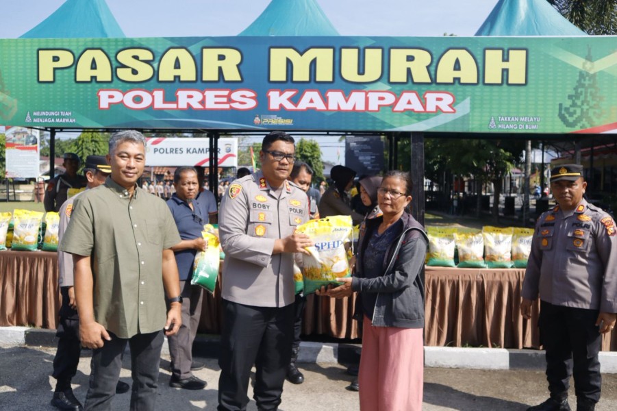 Sinergi Polres Kampar dan Bulog: Pasar Murah Beras Bantu Masyarakat Bangkinang Kota, Harga Terjangkau