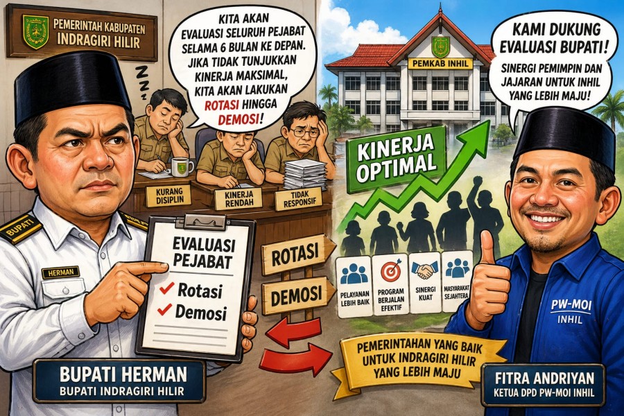 Bupati Inhil Akan Evaluasi Pejabat Berkinerja Rendah, PW-MOI Inhil Beri Apresiasi