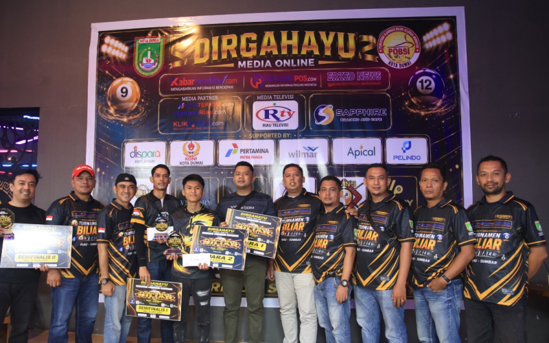 Meriahkan HUT 3 Media Online di Dumai, Aran PJB Juara Open Turnamen Biliar 2026
