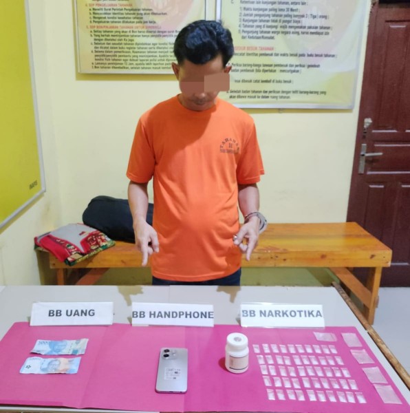 Polsek Kampar Kiri Hilir Tangkap Pelaku Narkoba Bersama 50 Paket Siap Edar