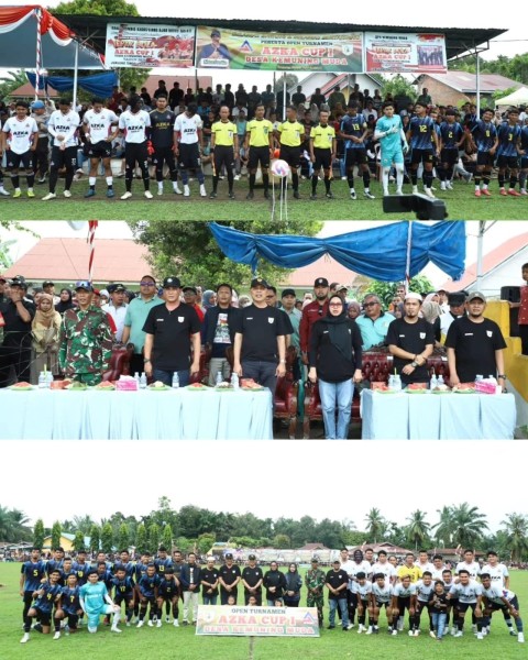 Disaksikan Ribuan Pasang Mata, Bupati Inhil H. Herman Tutup Open Turnamen Sepak Bola Azka Cup 1