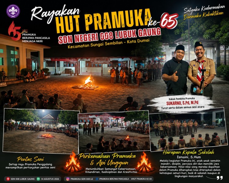 HUT Pramuka ke-65, SDN 008 Lubuk Gaung Semarakkan Malam dengan Api Unggun dan Pentas Seni