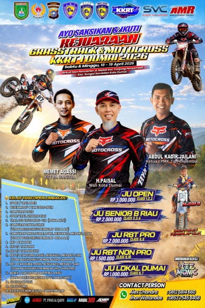 Grasstrack & Motor Cross Meriahkan Akhir Pekan di Tanjung Penyembal, Dumai Arena Resmi Dibuka, Pemuda Diajak Tunjukkan Prestasi Bukan Balap Liar