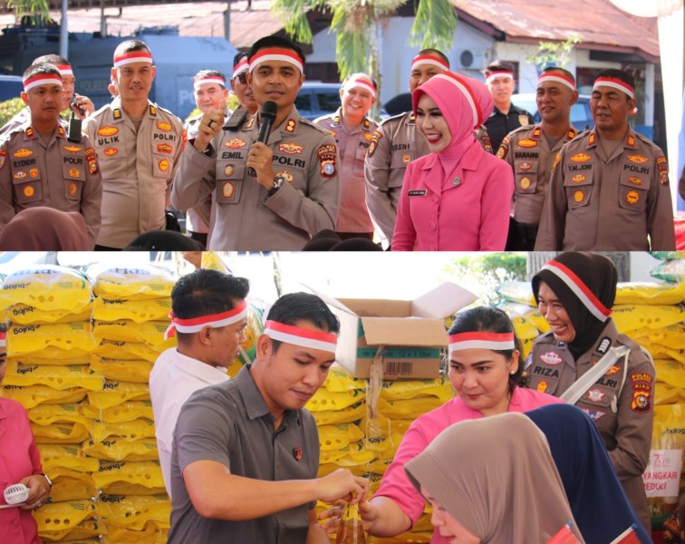 Polres Rokan Hulu Gelar Bazar Beras Murah, 400 Karung Ludes Diserbu Warga