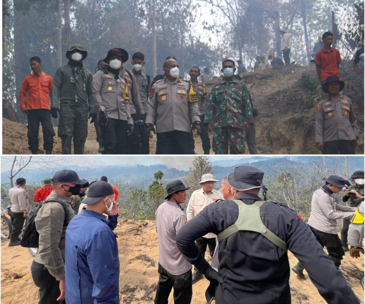 Wakapolda Riau dan Bupati Pimpin Langsung Pemadaman Karhutla di Rokan Hulu
