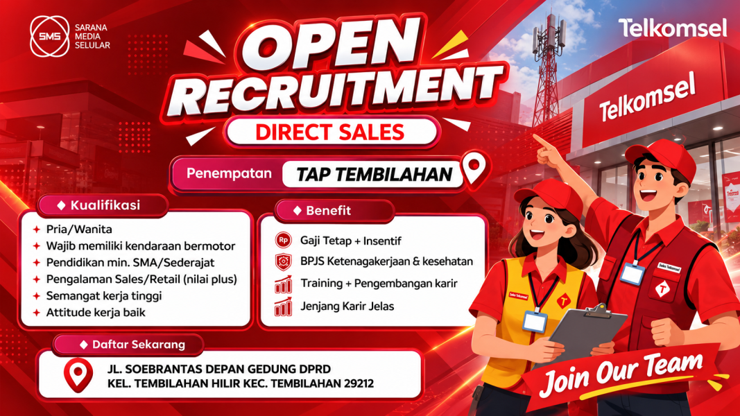 Telkomsel Rekrut Karyawan Direct Sales di Tembilahan, Simak Kualifikasinya