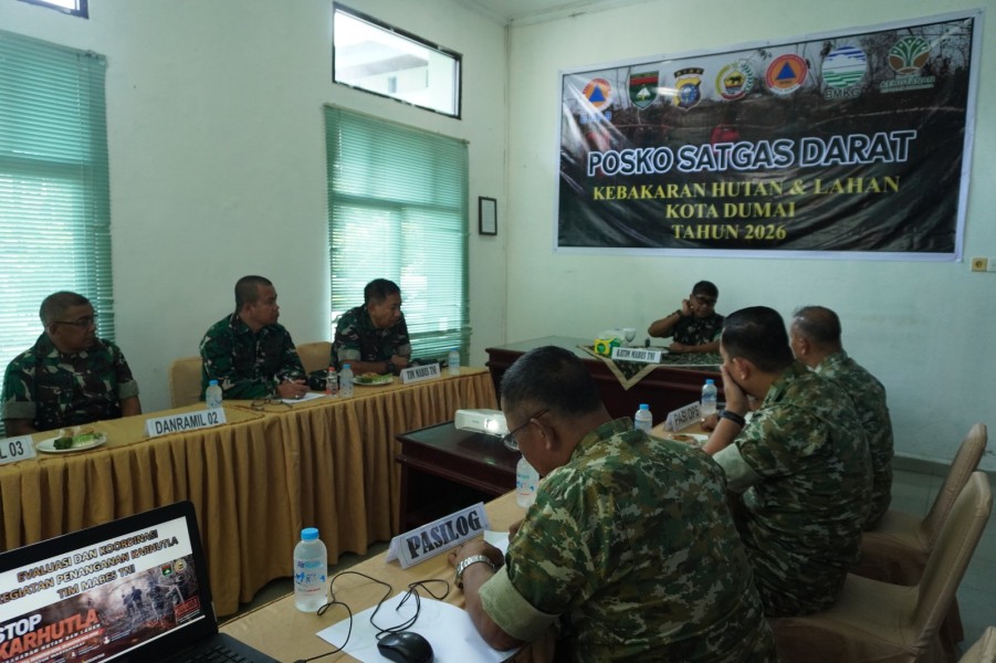 Tim Mabes TNI dan Kodim 0320/Dumai Evaluasi Strategi Penanganan Karhutla