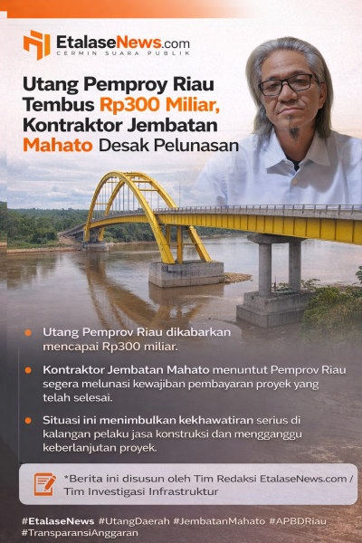 Utang Pemprov Riau Tembus Rp300 Miliar, Kontraktor Jembatan Mahato Desak Pelunasan