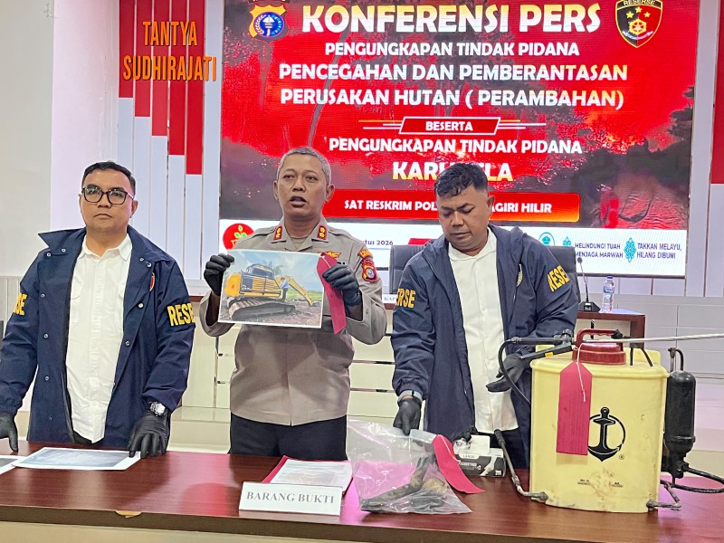 Polres Inhil Tetapkan Dua Tersangka Kasus Karhutla dan Perambahan Kawasan Hutan