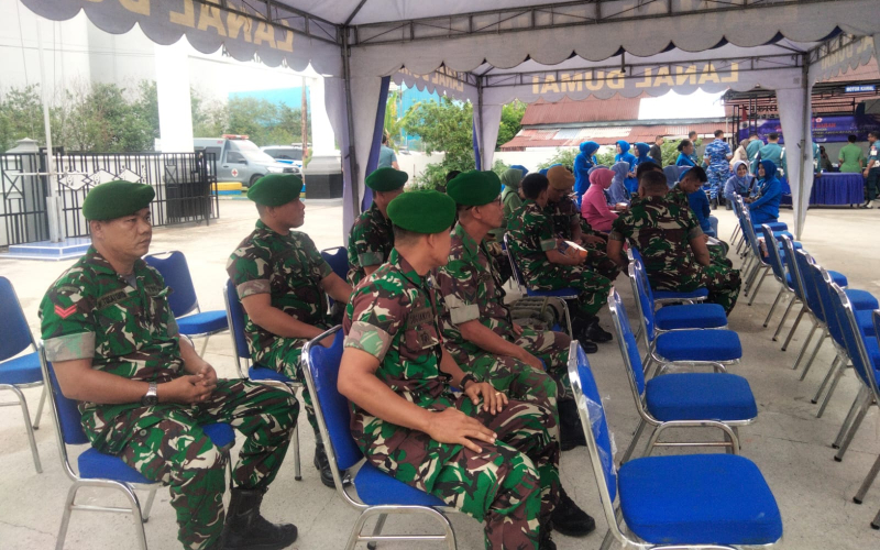 Kodim 0320/Dumai Partisipasi Donor Darah HUT ke-80 Pomal, Kegiatan Berjalan Aman dan Lancar