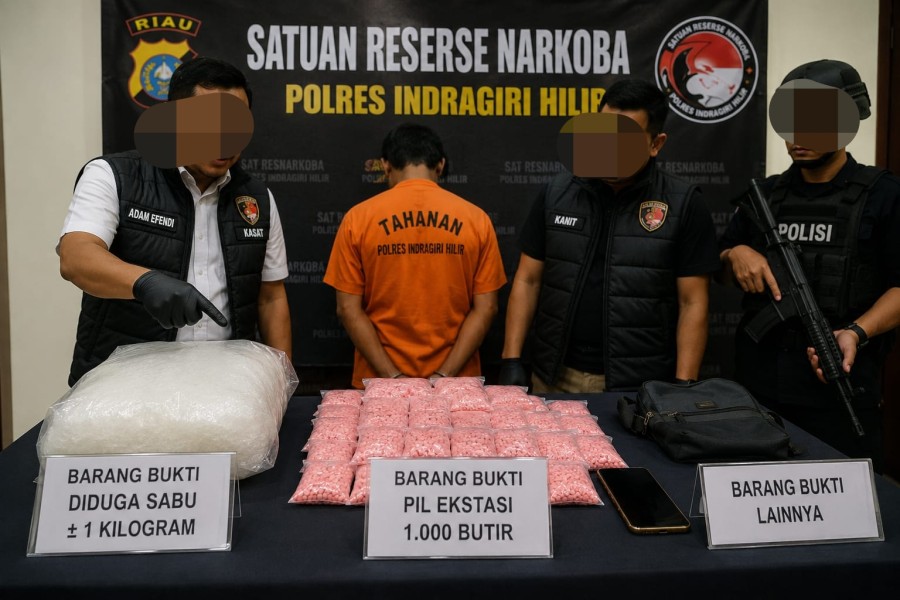 Ungkap Kasus Narkoba Jumbo di Inhil, Polisi Sita Diduga 1 Kilogram Sabu dan 1.000 Butir Ekstasi