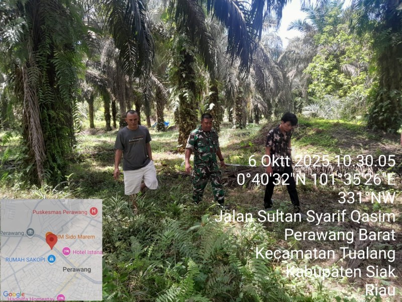 Sertu Venus Luberto Patroli Cegah Karhutla di Perawang Barat, Siak