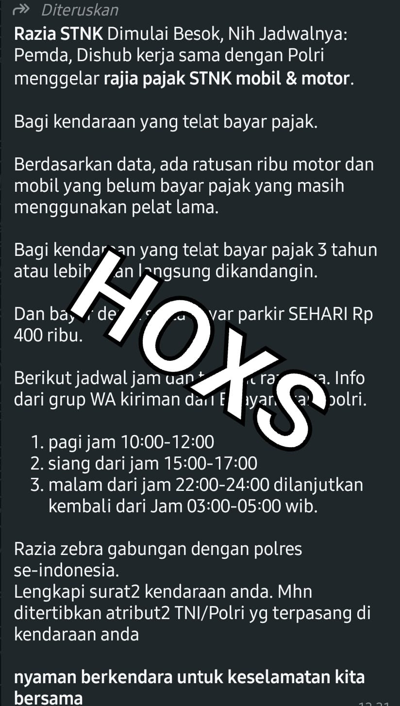 Cek Fakta: Info Razia Pajak STNK di Inhil Ternyata Hoaks