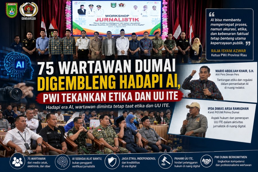 75 Wartawan Dumai Digembleng Hadapi AI, PWI Tekankan Etika dan UU ITE