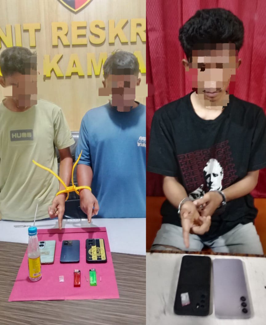 Tiga Pelaku Narkoba Tidak Berkutik Ditangkap Polsek Kampar Kiri