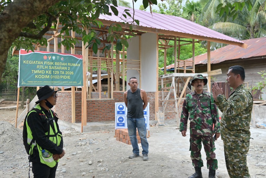 TMMD Pidie Kebut Rehabilitasi 5 RTLH, Progres Capai 39 Persen