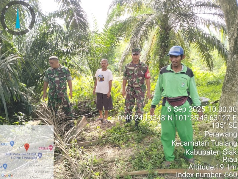 Babinsa Peltu Ramli Nst dan Sertu Laila Gelar Patroli Karhutla di Perawang