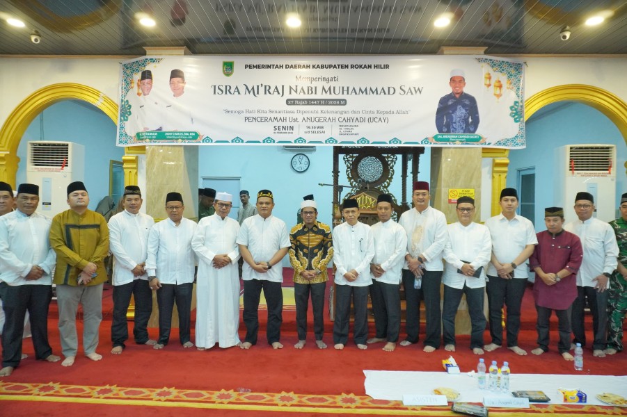 Pemkab Rohil Gelar Peringatan Isra Mi’raj 1447 H, Ratusan Jemaah Padati Masjid Agung Al-Ikhlas