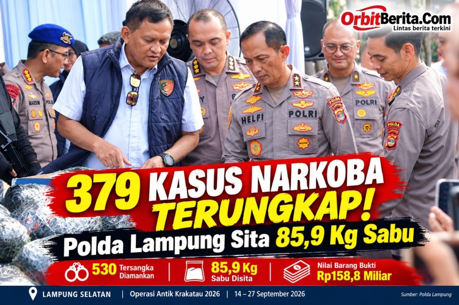 Polda Lampung Ungkap 379 Kasus Narkoba, Sita 85,9 Kg Sabu
