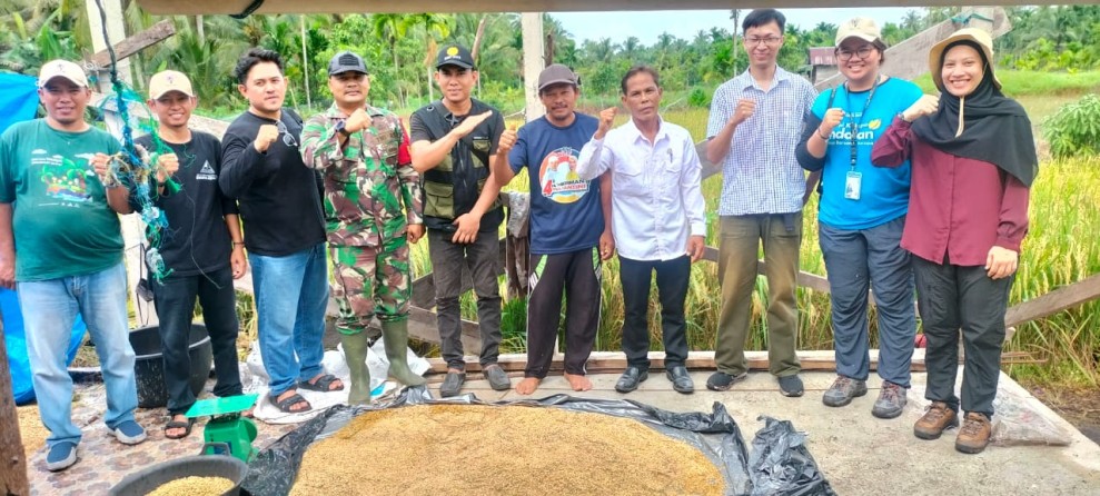 Sertu Edili Dampingi Mahasiswa PPL Panen Padi di Lahan Pertanian Milik Masyarakat