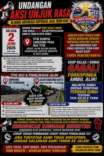 KSOP Dumai Dianggap Gagal, AAKJ TKBM Riau Ancam Tutup Akses Dumai 2 Juni