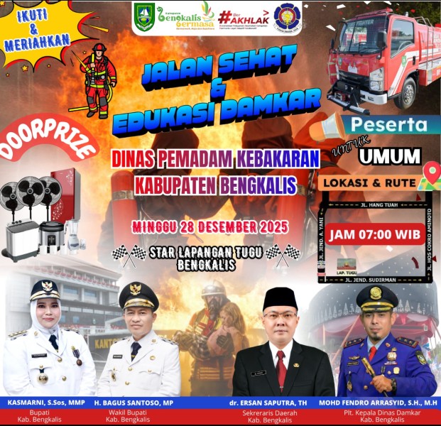 Pemadam Kebakaran Bengkalis Gelar Jalan Sehat dan Edukasi Damkar, Ajak Masyarakat Cegah Kebakaran