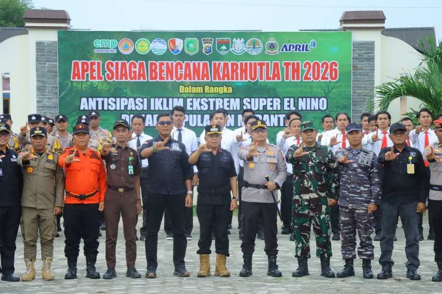 Polres Kepulauan Meranti Gelar Apel Siaga Karhutla, Perkuat Kesiapan Hadapi Ancaman Super El Nino 2026