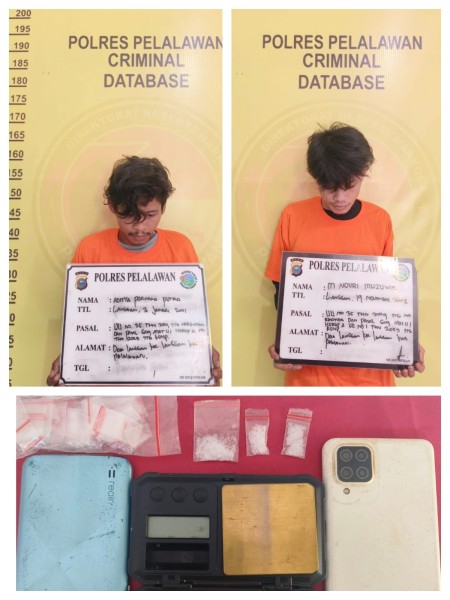 Satresnarkoba Polres Pelalawan Ciduk Dua Pengedar Sabu di Langgam