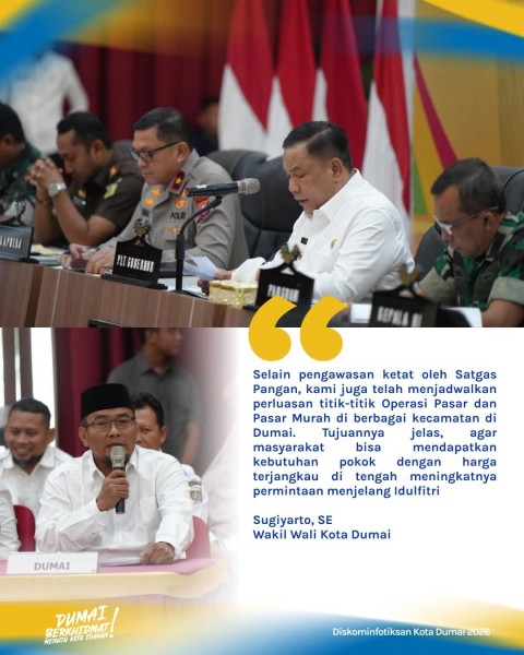 Jelang Idulfitri, Wakil Wali Kota Dumai Hadiri Rapat Pengendalian Inflasi Riau: Harga dan Stok Pangan Dipantau Harian