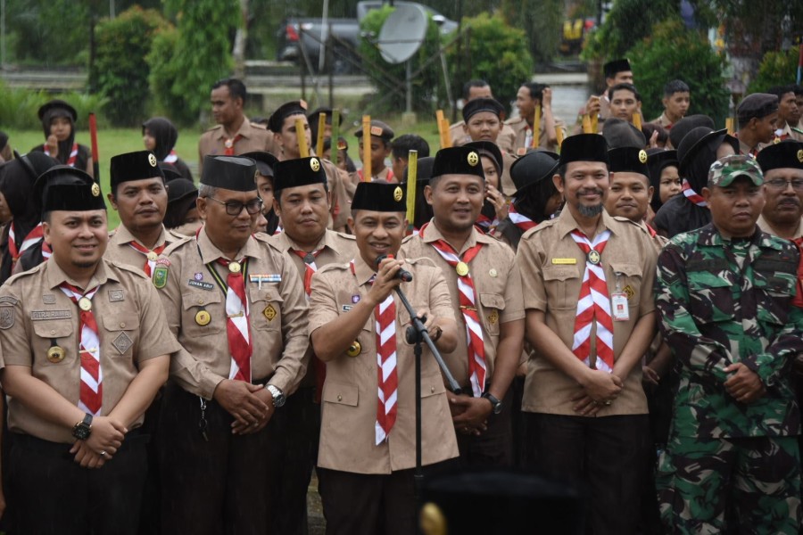 Hujan Tak Padamkan Semangat Pramuka, Wabup Bengkalis Resmikan Perkemahan Akbar Darussalam Ke-14