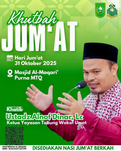 Besok Ustadz Alnof Dinar Khatib Salat Jumat di Masjid Al-Maqari Provinsi Riau