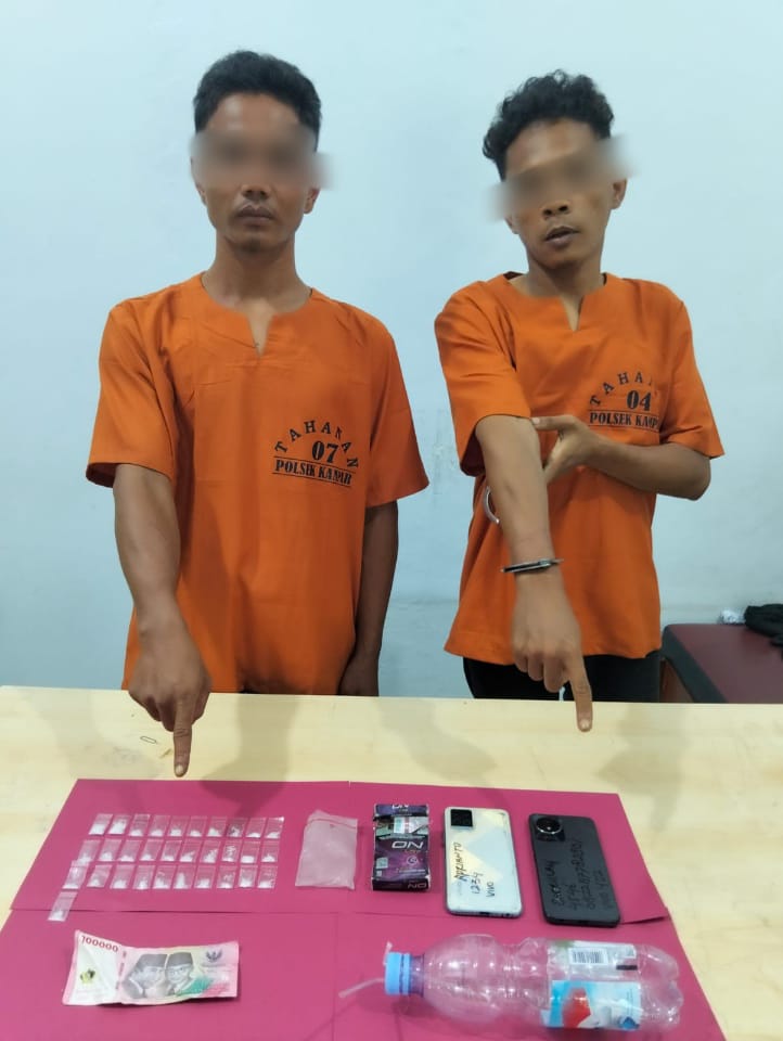Polsek Kampar Tangkap Dua Pelaku Narkoba Yang Meresahkan di Desa Pulau Payung