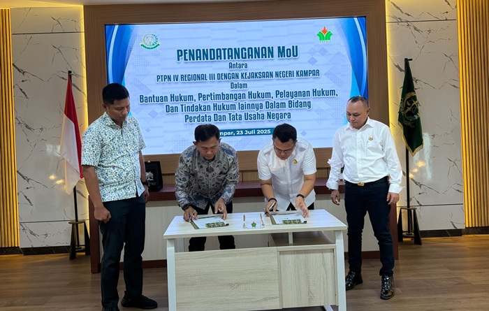 PTPN IV Regional III-Kejari Kampar MoU Jaga Investasi Berkelanjutan di Bumi Sari Madu