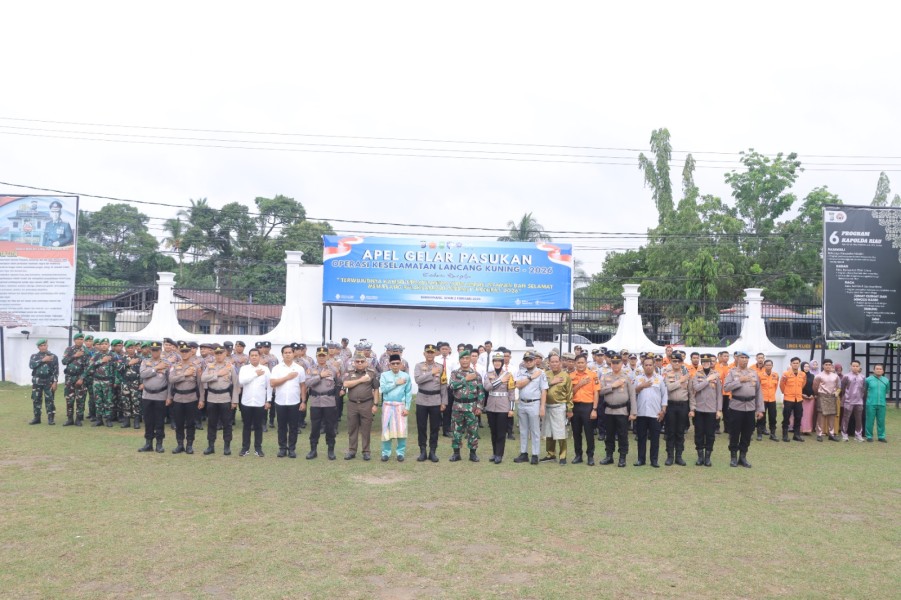 Polres Kampar Laksanakan Apel Gelar Pasukan Operasi Keselamatan Lancang Kuning 2026