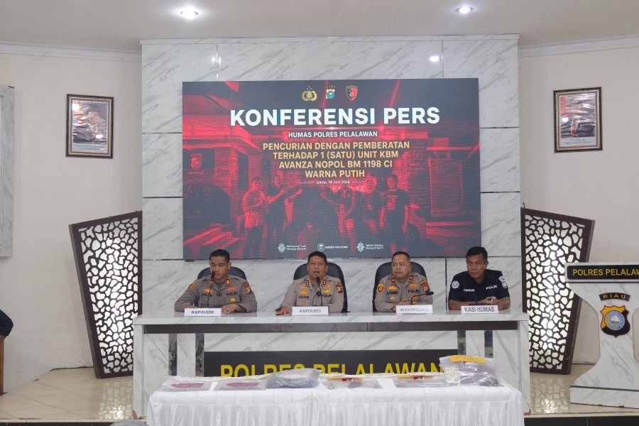 Polres Pelalawan Gelar Konferensi Pers tentang Curanmor di wilayah Polsek Ukui
