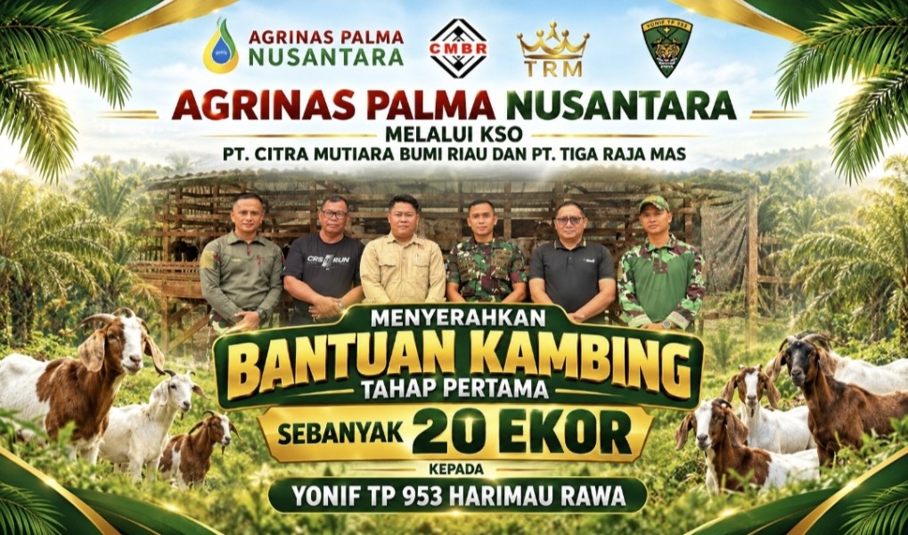 AGRINAS Melalui PT TRM dan PT CMBR Salurkan 20 Ekor Hewan Ternak kepada Yon TP/Harimau Rawa untuk Dikembangbiakkan