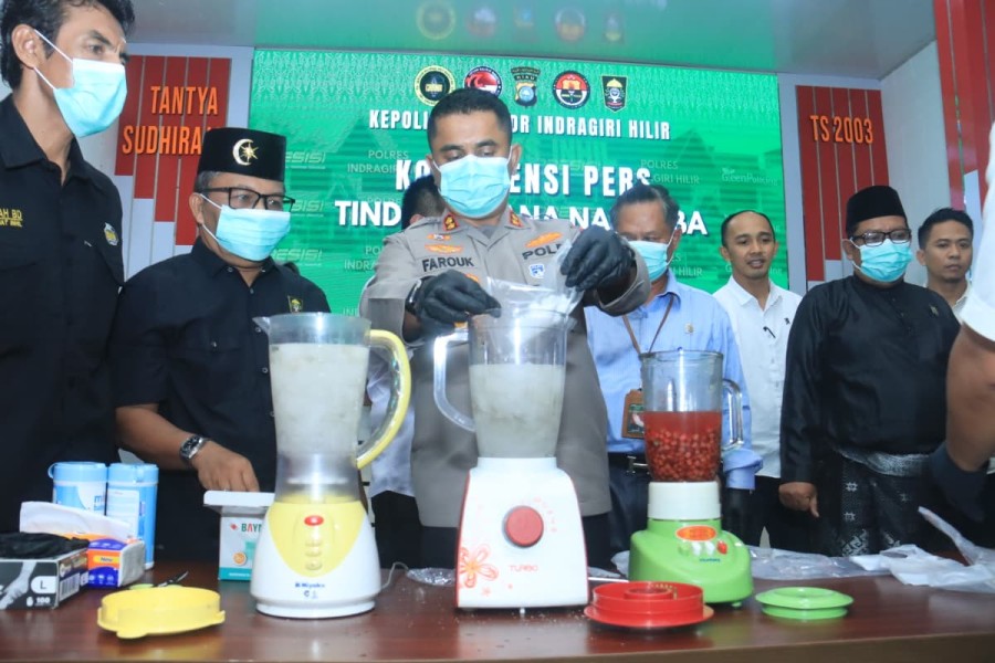 Perang Melawan Narkoba Tak Surut, Polres Inhil Adakan Konferensi Pers Serta Musnahkan Ribuan Gram Sabu dan Ribuan Pil Ekstasi