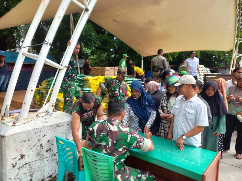 Kasdim 0322/Siak Hadiri Gerakan Pangan Murah Sinergi Pemkab Siak, TNI, Polri, dan Bulog