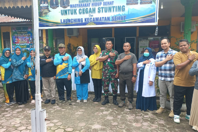 Kampanye Germas dan Launching Kecamatan Sehat, Koramil 02/Bukit Kapur Dukung Pencegahan Stunting