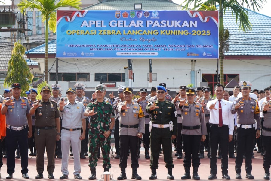 Dandim 0314/Inhil Hadiri Apel Gelar Pasukan Operasi Zebra Lancang Kuning 2025