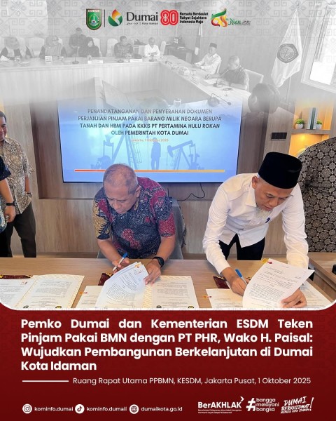 Wali Kota Paisal Teken Perjanjian Pinjam Pakai Aset Negara dengan PT PHR di Jakarta