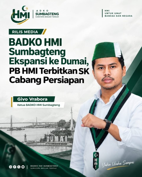 HMI Perluas Sayap ke Dumai, PB HMI Terbitkan SK Cabang Persiapan 056/KPTS/A/04/1447