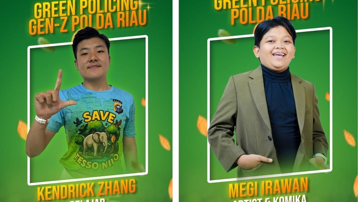 Megi Irawan dan Kendrick Zhang Jadi Duta Green Policing Polda Riau