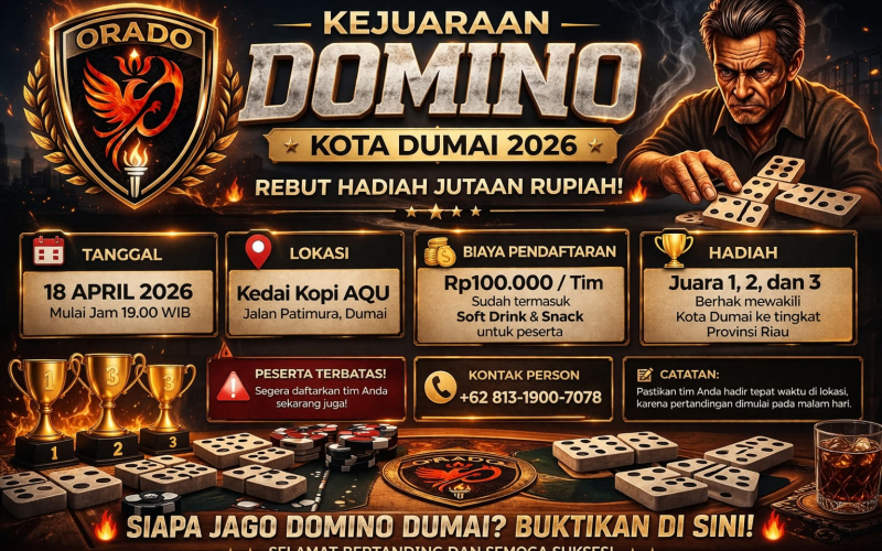 ORADO Dumai Buka Kejuaraan Domino 2026, Hadiah Jutaan dan Peluang ke Nasional