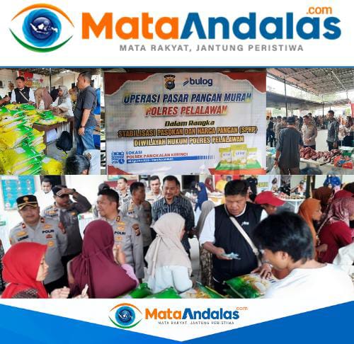 Operasi Pasar  Murah Polres Pelalawan dan Bulog Stabilisasi Harga Pangan Untuk Masyarakar