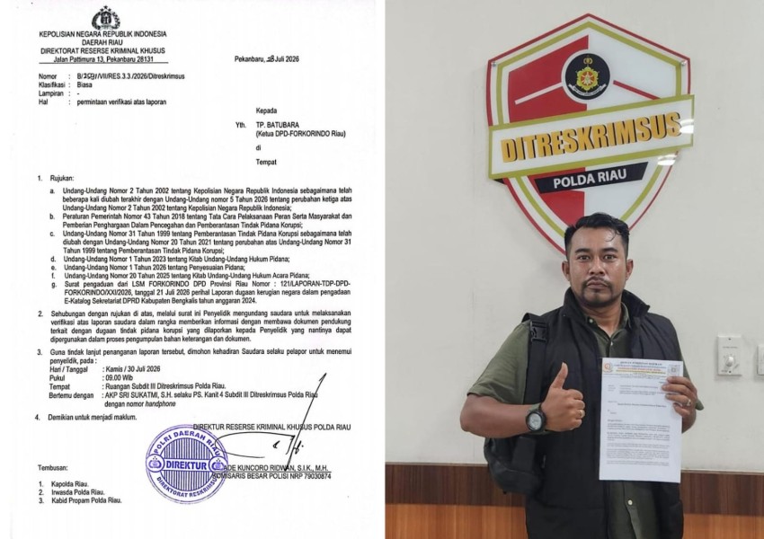 Polda Riau Dalami Dugaan Korupsi Setwan Bengkalis, Anggaran Makan Minum Fantastis Jadi Sorotan